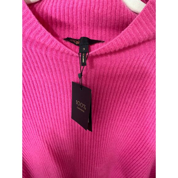 Maje Marlena Open-Shoulder Cashmere Sweater in Pink Size 3/Large - Picture 7 of 7